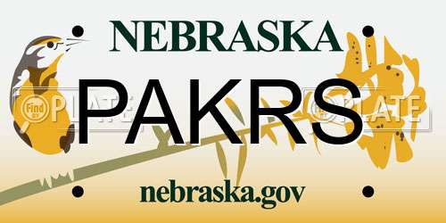 PAKRS Nebraska License Plate