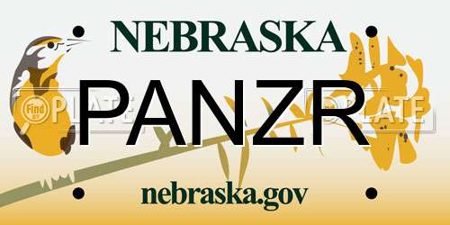 PANZR Nebraska License Plate