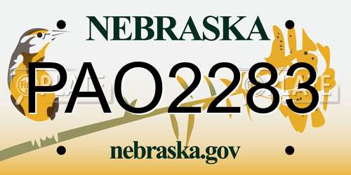 PAO2283 Nebraska License Plate