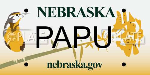 PAPU Nebraska License Plate