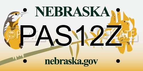 PAS12Z Nebraska License Plate
