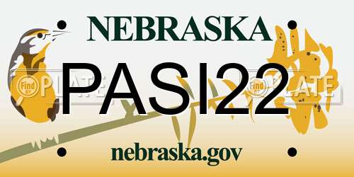 PASI22 Nebraska License Plate