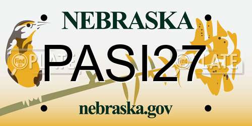 PASI27 Nebraska License Plate