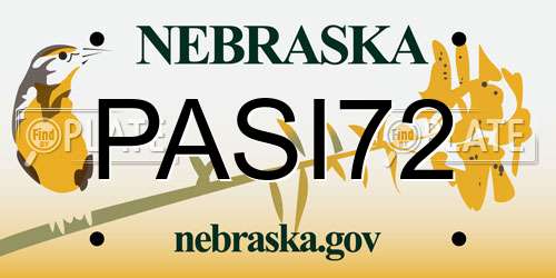 PASI72 Nebraska License Plate