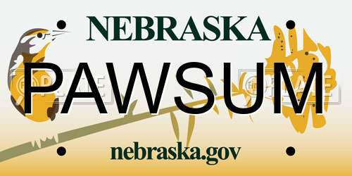 PAWSUM Nebraska License Plate