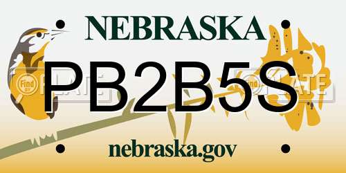 PB2B5S Nebraska License Plate