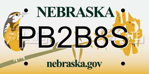 PB2B8S Nebraska License Plate