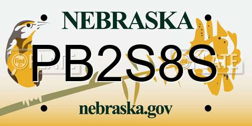 PB2S8S Nebraska License Plate