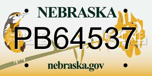 PB64537 Nebraska License Plate