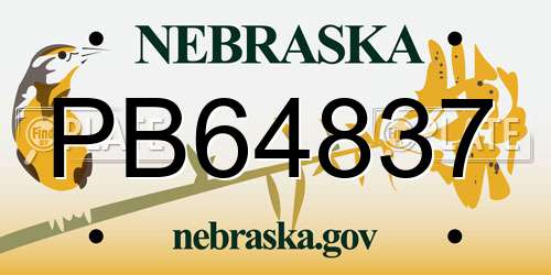 PB64837 Nebraska License Plate