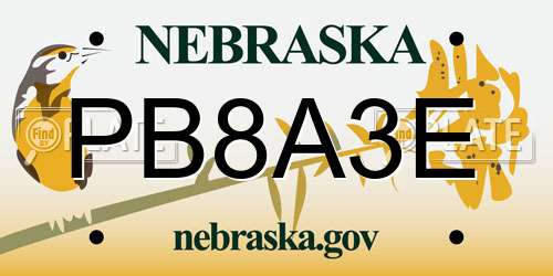 PB8A3E Nebraska License Plate