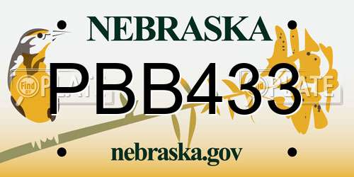 PBB433 Nebraska License Plate