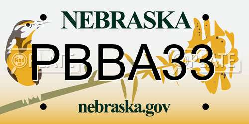 PBBA33 Nebraska License Plate