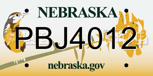 PBJ4012 Nebraska License Plate