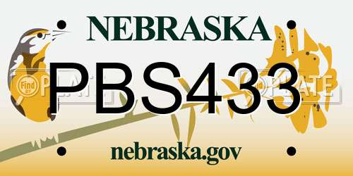 PBS433 Nebraska License Plate