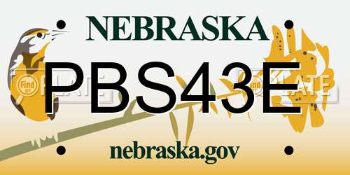 PBS43E Nebraska License Plate