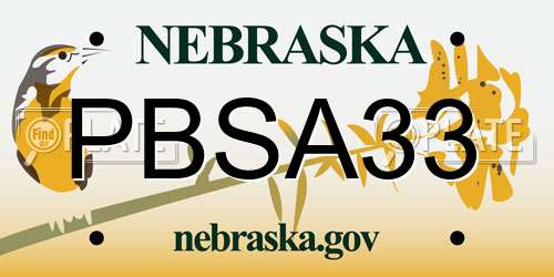 PBSA33 Nebraska License Plate