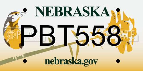 PBT558 Nebraska License Plate