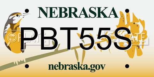 PBT55S Nebraska License Plate