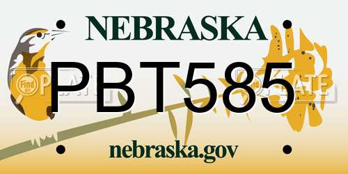 PBT585 Nebraska License Plate