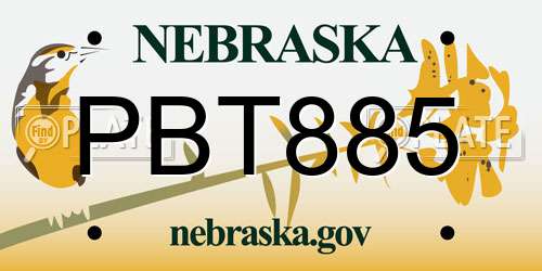 PBT885 Nebraska License Plate