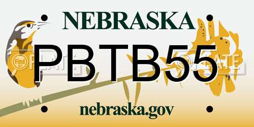 PBTB55 Nebraska License Plate