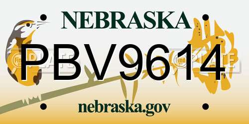 PBV9614 Nebraska License Plate