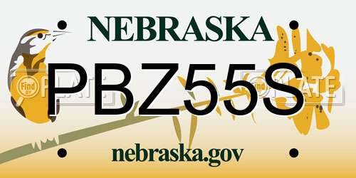 PBZ55S Nebraska License Plate
