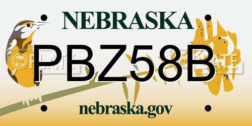 PBZ58B Nebraska License Plate