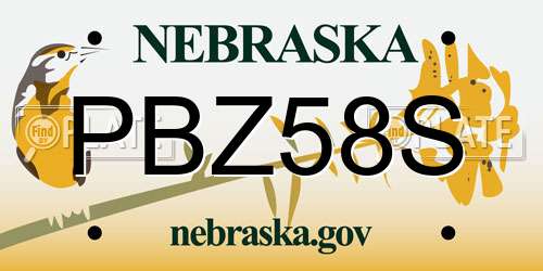 PBZ58S Nebraska License Plate