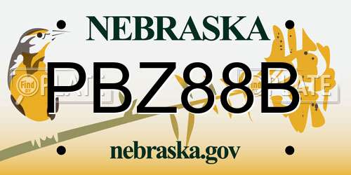 PBZ88B Nebraska License Plate