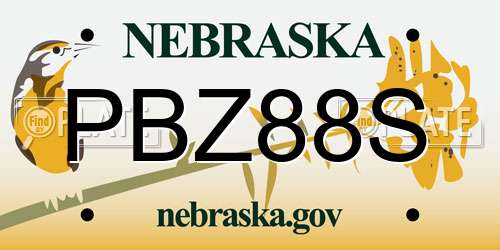 PBZ88S Nebraska License Plate