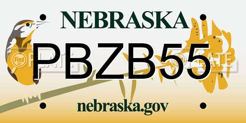 PBZB55 Nebraska License Plate