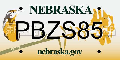 PBZS85 Nebraska License Plate