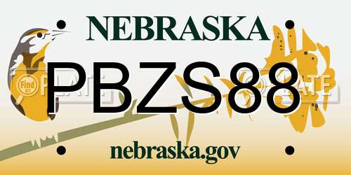 PBZS88 Nebraska License Plate