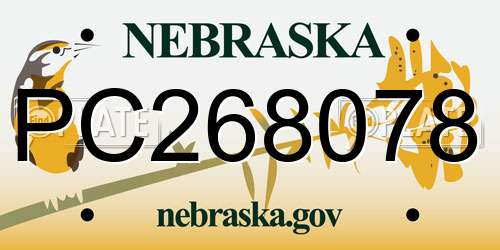 PC268078 Nebraska License Plate