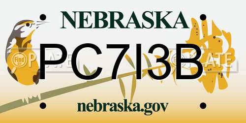 PC7I3B Nebraska License Plate