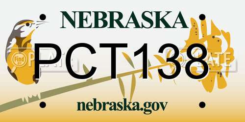PCT138 Nebraska License Plate
