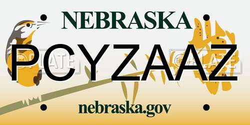 PCYZAAZ Nebraska License Plate