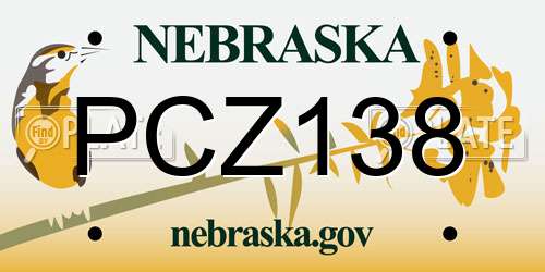 PCZ138 Nebraska License Plate