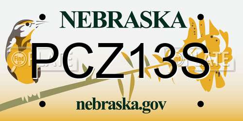 PCZ13S Nebraska License Plate