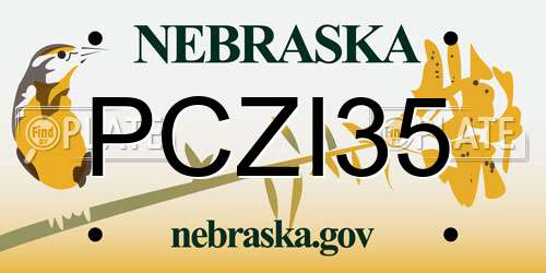 PCZI35 Nebraska License Plate