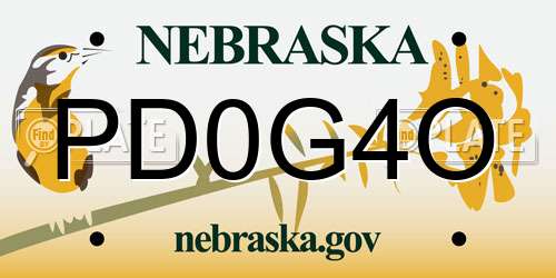 PD0G4O Nebraska License Plate