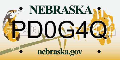 PD0G4Q Nebraska License Plate