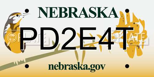 PD2E4T Nebraska License Plate