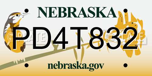 PD4T832 Nebraska License Plate