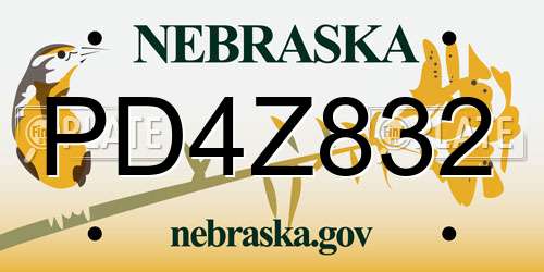 PD4Z832 Nebraska License Plate
