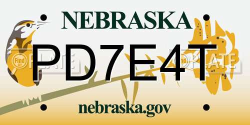 PD7E4T Nebraska License Plate