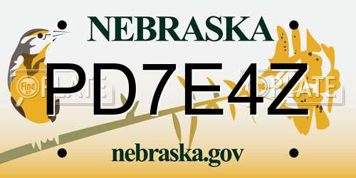 PD7E4Z Nebraska License Plate