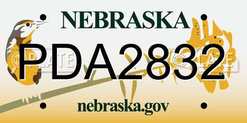 PDA2832 Nebraska License Plate